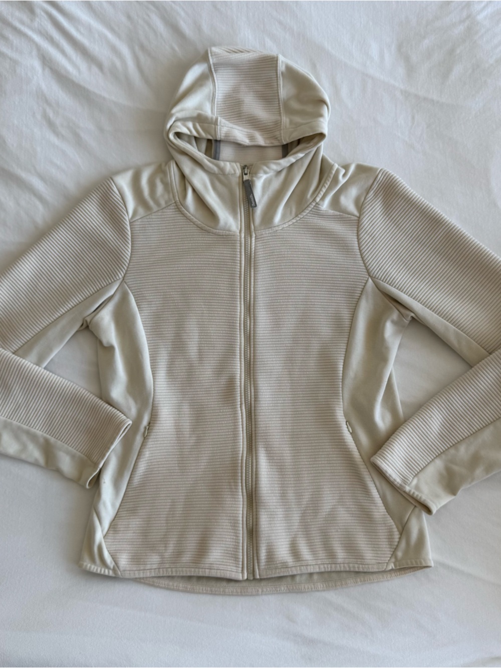 Bench Cream Ribbed Zip-Up Hoodie